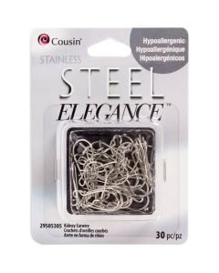 Cousin Stainless Steel Elegance Beads & Findings-Kidney Earwires 30/Pkg