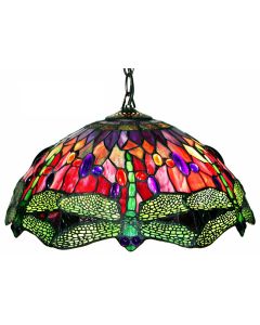 Warehouse of Tiffany Tiffany Style Dragonfly Red Hanging Lamp