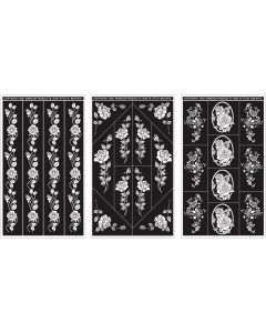 Armour Products Rub 'N' Etch Designer Stencils 5"X8" 3/Pkg-Rose Designs