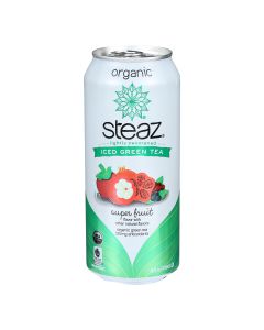 Steaz Lightly Sweetened Green Tea - Super Fruit - Case of 12 - 16 Fl oz.