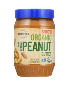 Woodstock Nut Butter - Organic - Peanut - Easy Spread - Smooth - Salted - 35 oz - case of 12