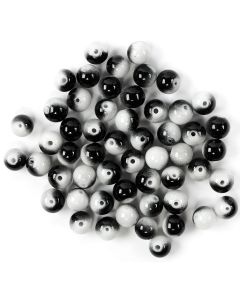 Cousin Tis The Season Bead Strand-Black & White Round 54/Pkg