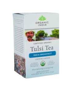 Organic India Organic Tulsi Tea - India Breakfast - 18 Tea Bags - Case of 7