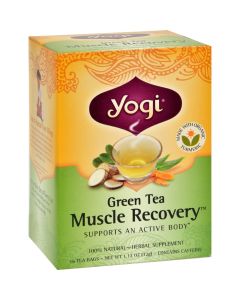 Yogi Muscle Recovery Herbal Tea Green Tea - 16 Tea Bags - Case of 6