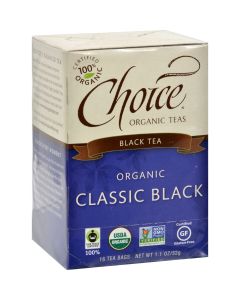 Choice Organic Teas Black Tea - 16 Tea Bags - Case of 6