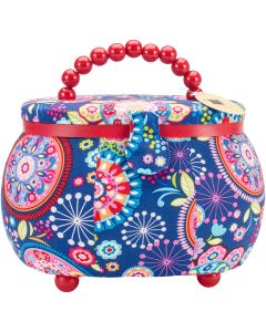 Prym Sewing Basket Oval-9.5"X6.75"X7.25" Funky Floral Print