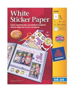 Avery Dennison Ink Jet Sticker Paper W/CD 8.5"X11"-Matte White 5/Pkg