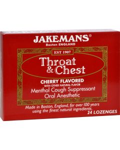 Jakemans Throat and Chest Lozenges - Cherry - Case of 24 - 24 Pack