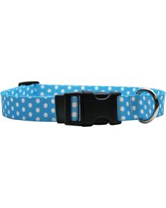 Yellow Dog Design Yellow Dog Collar Small 10"-14"-New Blue Polka Dot