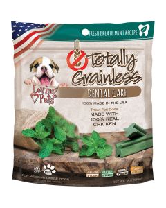 Loving Pets Products Totally Grainless Dental Bones For Large Dogs 6oz-Fresh Mint