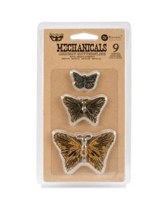 Prima Marketing Finnabair Mechanicals Metal Embellishments-Grungy Butterflies 9/Pkg