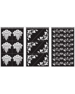 Armour Products Rub 'N' Etch Designer Stencils 5"X8" 3/Pkg-Grape Designs