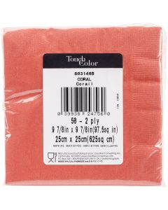 Creative Converting Beverage Napkins 5"X5" 50/Pkg-Coral
