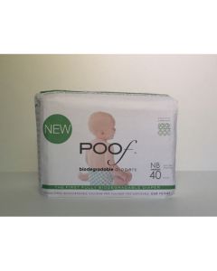 Poof Bio Disposable Diapers - Chlorine Free - Antibacterial - Size Newborn - Green Loops - Case of 4 - 40 CT