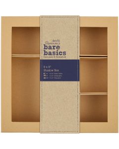 docrafts Papermania Bare Basics Kraft Chipboard Shadow Box 8"X8"-