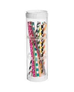 DEFLECTO 3 Compartment Stacking Storage Organizer W/6 Lids-White/Clear