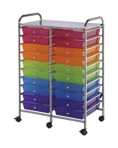 ALVIN & COMPANY Double Storage Cart W/20 Drawers-25.5"X38"X15.5" Multicolor