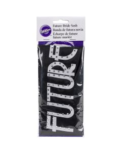 Wilton Future Bride Sash 3.5"X32.5"-Black W/Rhinestones