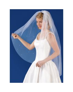 Wilton Blunt Edge W/Pearls Bridal Veil 38"X72"-