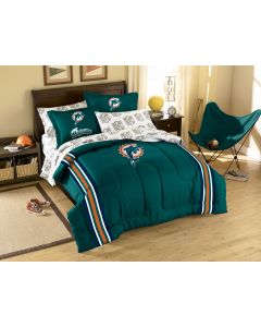 The Northwest Company Dolphins Twin/Full Chenille Embroidered Comforter Set (64x86) with 2 Shams (24x30) (NFL) - Dolphins Twin/Full Chenille Embroidered Comforter Set (64x86) with 2 Shams (24x30) (NFL)