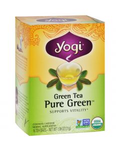 Yogi Organic Pure Green Herbal Tea - 16 Tea Bags - Case of 6