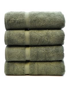 Bare Cotton Luxury Hotel & Spa Towel 100% Genuine Turkish Cotton Bath Towels - Moss - Dobby Border  - Set of 4
