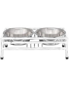 Loving Pets Products Black Label 1 Quart Mission Double Diner-White Wash