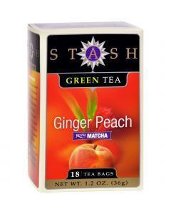 Stash Tea Ginger Peach Green W/ Matcha - 18 Tea Bags - Case of 6