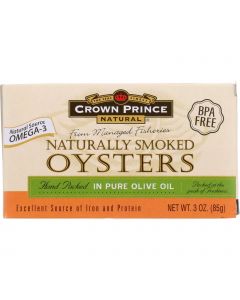 Crown Prince Oysters - Naturally Smoked in Pure Olive Oil - 3 oz - case of 18