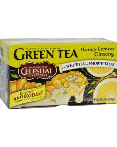 Celestial Seasonings Green Tea Honey Lemon Ginseng with White Tea - 20 Tea Bags - Case of 6