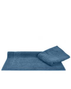 Bare Cotton Luxury Hotel & Spa Towel 100% Genuine Turkish Cotton Bath Mats - Wedgewood - Greek Key  - Set of 2
