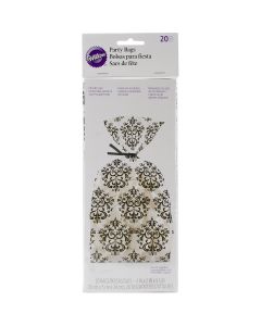 Wilton Party Bags 4"X9.5" 20/Pkg-Black Damask