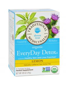 Traditional Medicinals Lemon EveryDay Detox Herbal Tea - 16 Tea Bags - Case of 6