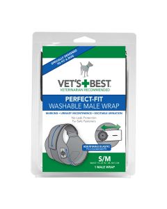 Vet's Best Perfect-Fit Washable Male Wrap 1 pack Small / Medium Black 5.44" x 1.75" x 7.75"