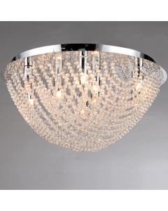 Warehouse of Tiffany Round Loran Crystal Flush-mount 9-light Fixture