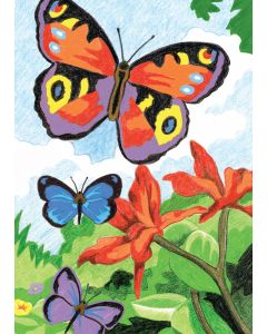 Royal Brush Mini Color Pencil By Number Kit 5"X7"-Bright Butterflies