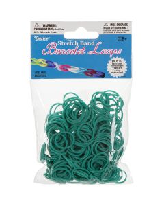 Darice Stretch Band Bracelet Loops 300/Pkg W/12 Clips-Turquoise