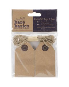 docrafts Papermania Bare Basics Natural Kraft Tags W/Jute 20/Pkg-Gift 3"X1.75"