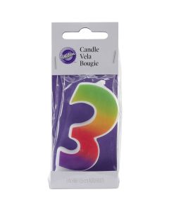 Wilton Rainbow Numeral Candle 3" 1/Pkg-#3