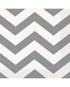 Unique Industries Beverage Napkins 5"X5" 16/Pkg-Silver Chevron