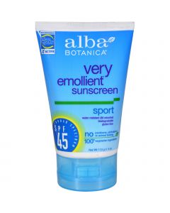 Alba Botanical Very Emollient Sunscreen Natural Protection Sport SPF 45 - 4 oz