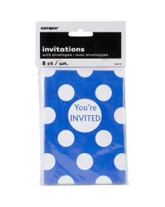Unique Industries Invitations & Envelopes 8/Pkg-Royal Blue Decorative Dots