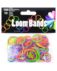 Midwest Design Loom Bands 100/Pkg W/10 Clasps-Primary Assortment