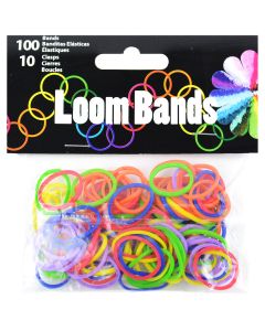 Midwest Design Loom Bands 100/Pkg W/10 Clasps-Primary Assortment