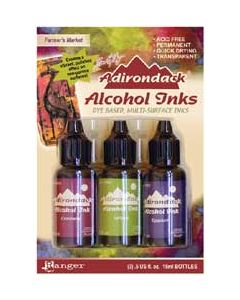 Ranger Tim Holtz Alcohol Ink .5oz 3/Pkg-Farmers Market-Cranberry/Lettuce/Eggplnt