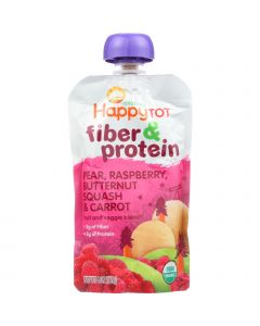 Happy Tot Toddler Food - Organic - Fiber and Protein - Stage 4 - Pear Raspberry Butternut Squash and Carrot - 4 oz - case of 16