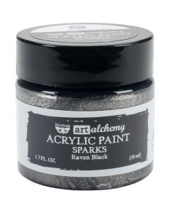 Prima Marketing NEW! Finnabair Art Alchemy Sparks Acrylic Paint 1.7 Fluid Ounces-Raven Black