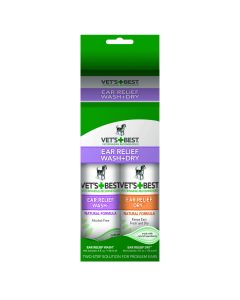 Vet's Best Dog Ear Relief Wash and Dry Combo Kit 4oz 3.06" x 1.69" x 8.31"