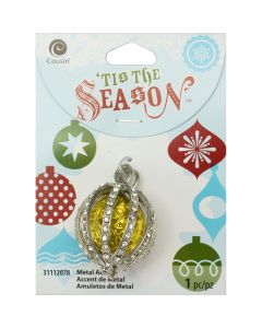 Cousin Tis The Season Accents-Silver Caged Pendant W/Gold 1/Pkg