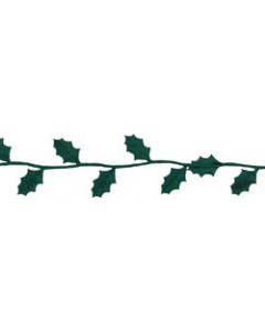 May Arts Cutout Satin Ribbon 7/8" To 1-1/8"X15yd-Green Holly Leaves